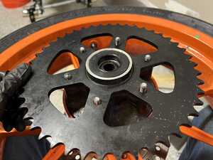 New rear sprocket placed on wheel, but not fastened